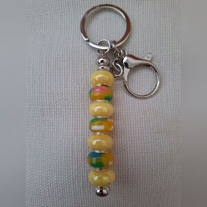 Yellow Beaded Keychain